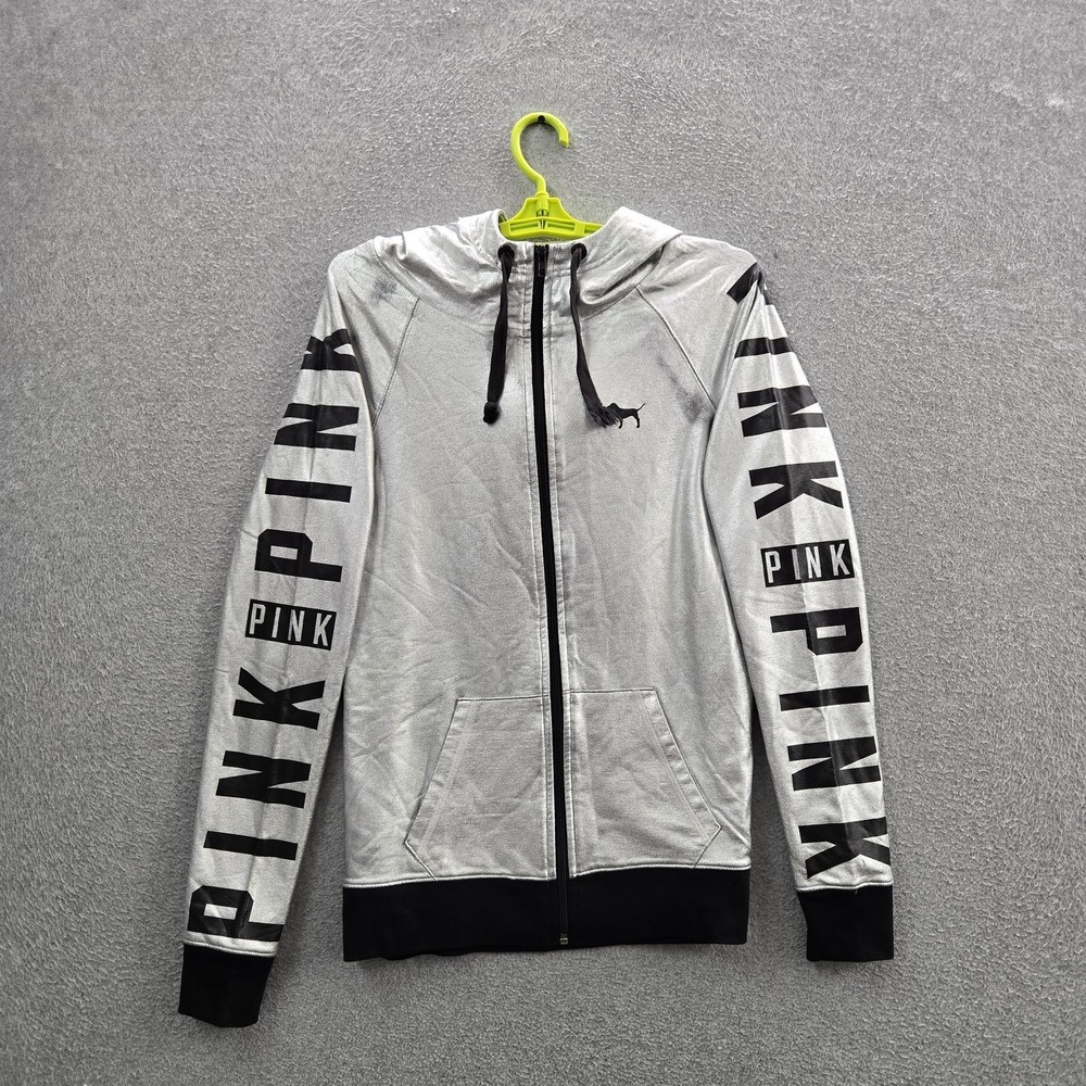 Victoria's Secret PINK Women Jacket XS Silver Logo Limited Edition Metallic